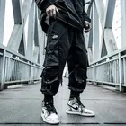 HOUZHOU черные брюки-карго Для мужчин хип-хоп Techwear брюки хиппи брюки-карго для Для мужчин Уличная одежда размера плюс с карманами больших размеров