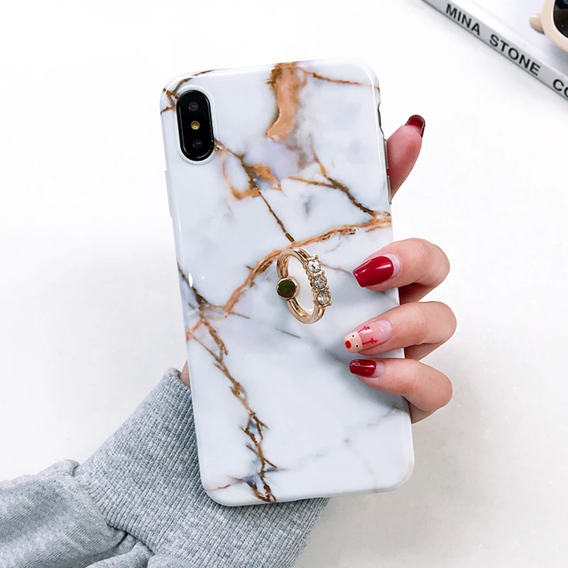 Чехол для телефона SUYACS Marble iPhone 12 Mini Pro Max 11 X XR XS MAX 6 7 8 Plus с кольцом на палец и