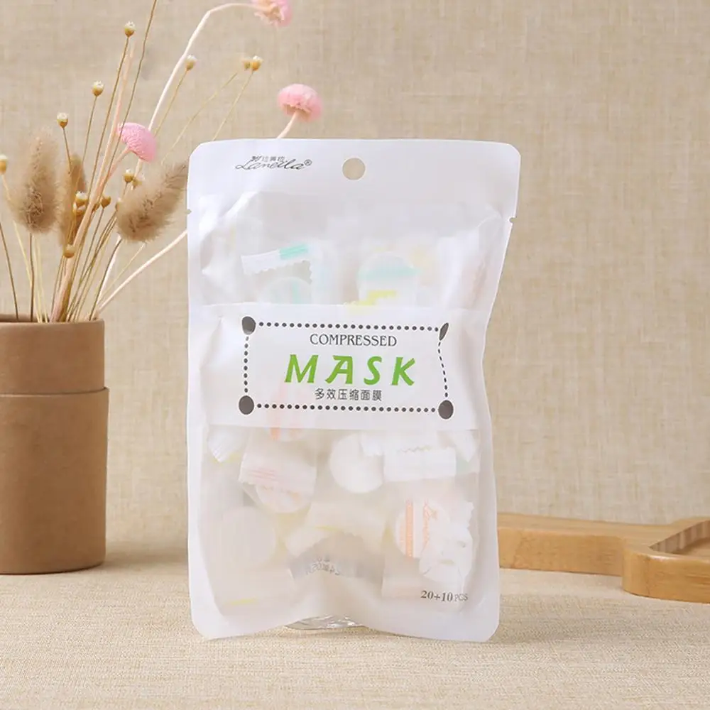 30pcs Сжатая маска для лица бумажные одноразовые маски для лица Сухая Нетканая ткань бумага s уход за кожей сжатая маска Женский инструмент для самостоятельного макияжа - Цвет: 30pcs