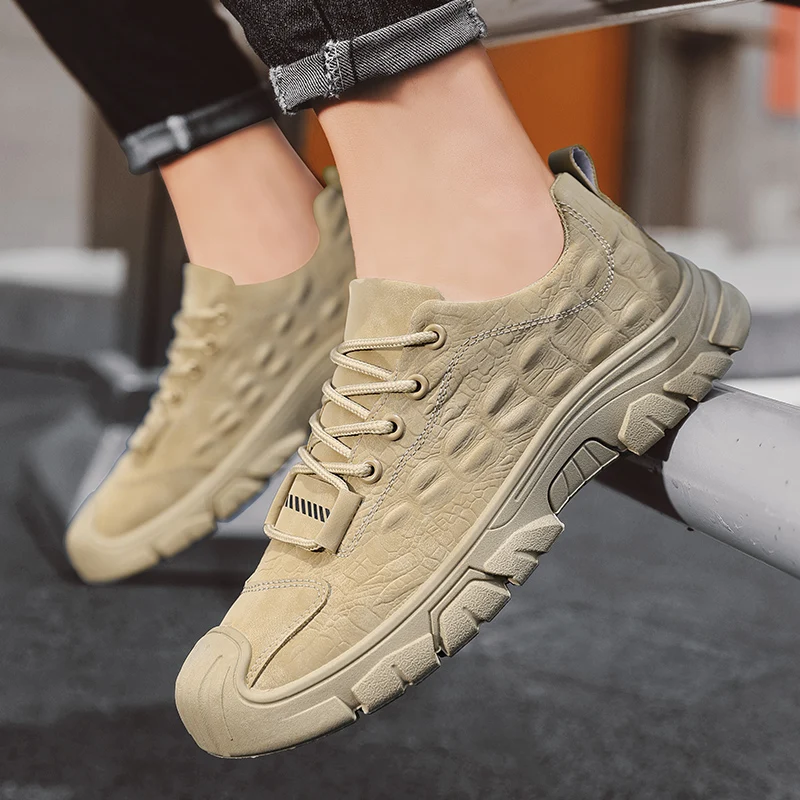 

Men's Casual Shoes Crocodile Leather Printed Sneakers Non-slip Wear-resistant Casual Trend Leather Shoes Sneakers Men Shoes
