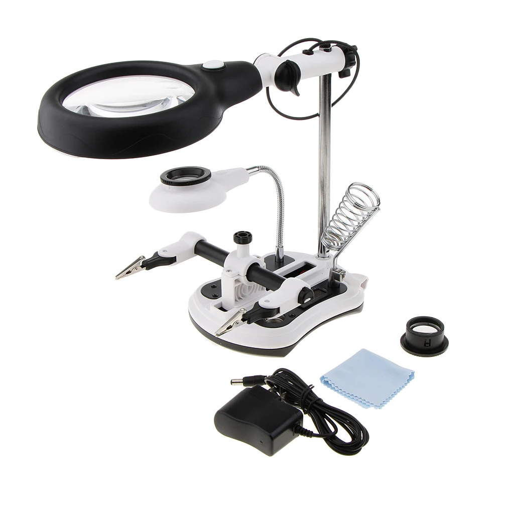 

Desktop Lamp Soldering Jewelry Design Reading Magnifier 18 LED Bright Daylight 2.5X 6X 5X 10X Magnification