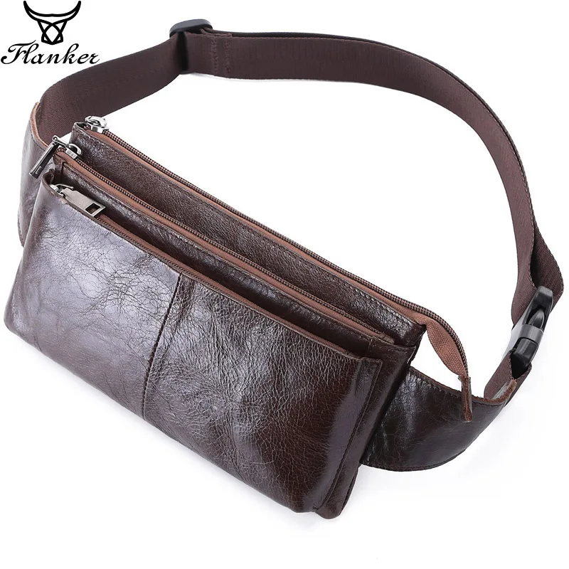 Flanker натуральная коровья кожа поясная сумка для мужчин повседневная Сумка