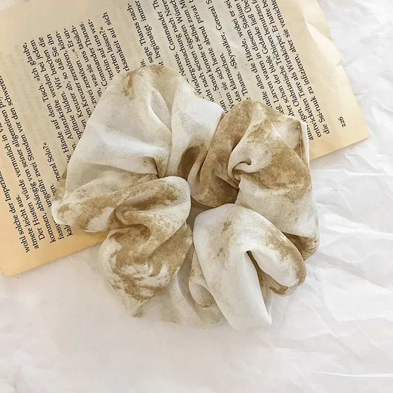 khaki Модные женские шифоновые резинки для волос с кольцом, эластичные резинки для волос, чистый цвет, танцевальные резинки для волос, женские аксессуары для волос - Цвет: khaki