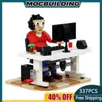 office workers computer office small particle assembly building block model classic creative christmas gift moc childrens toy