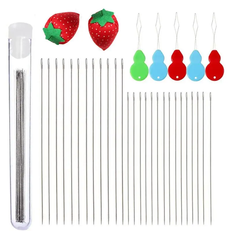 

47Pcs Seed Beading Needles Extra Fine Thin Long Straight Needle Jewelry Making N58F