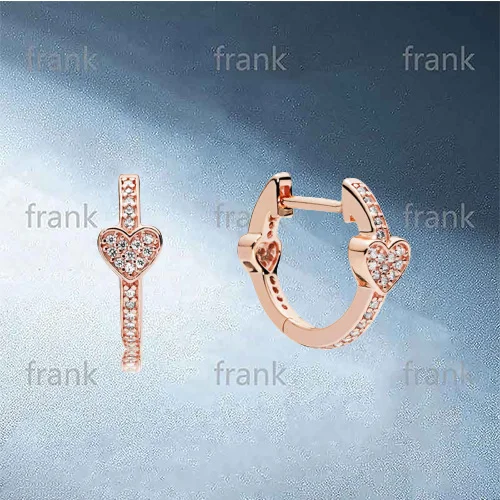 

287290CZ ROSE ALLURING HEARTS HOOP EARRINGS