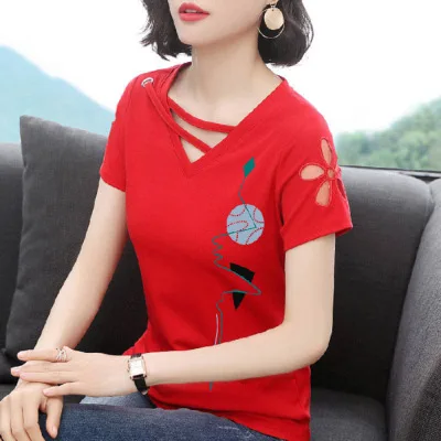 

Fashion Tops Short Sleeve O-neck Women T Shirts Casual Thin Style Female T-Shirt one