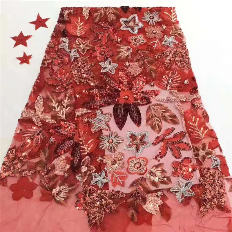 2020 Africa High Quality Flower Sequence French Nigeria Sequin Net Gauze Swiss Lace Fabric Suitable for size 5 / batc | Дом и сад