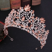baroque tiaras inlaid hair accessories rose gold blue crystal crowns diadem headwear noiva wedding party bridal hair jewelry