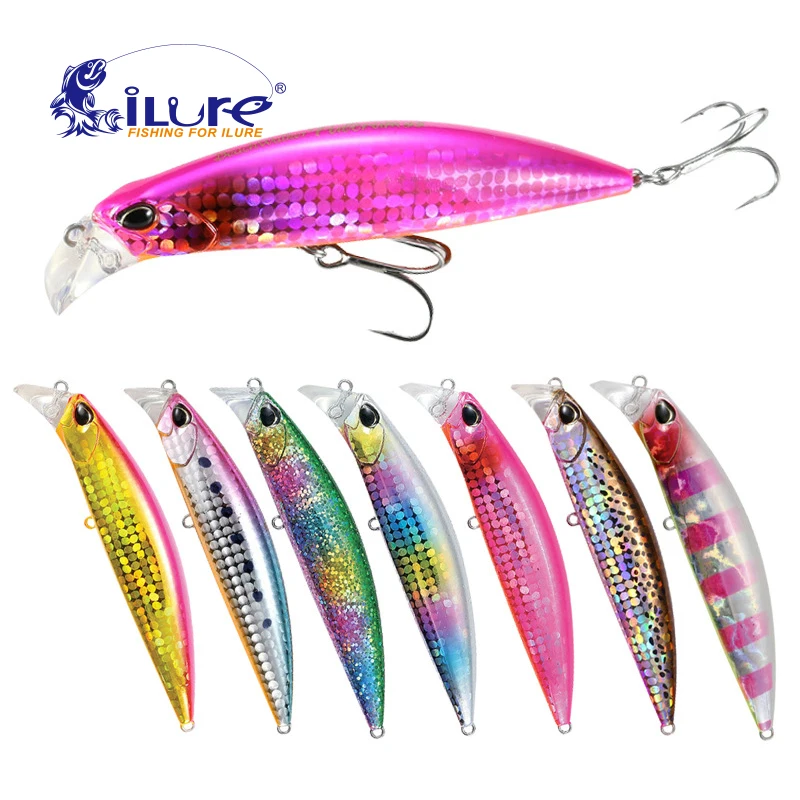 ILure 1 шт. рыболовная приманка гольян лазерная жесткая искусственная с 3d глазами 95