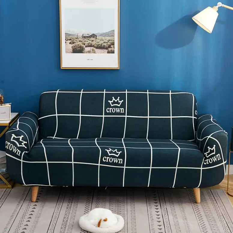 Растягивающийся чехол для дивана SM45 с мраморным принтом мягкий из полиэстера и