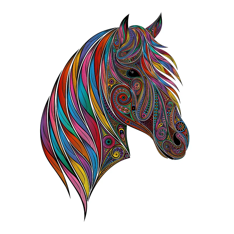 

Colorful Horse Head Puzzle Kids Wooden Toy Jigsaw Unique Shaped Piece Wood Puzzle for Children Gift Box Brain 3D Diy Game Item