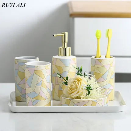 Геометрический Рисунок Керамика Аксессуары для ванной комнаты в комплекте