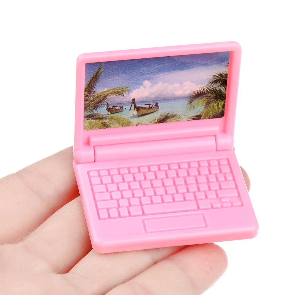 1PC Miniature Tablet Computer Collapsible Office Model Cute Simulation Mini Laptop DIY Dollhouse Decoration Accessories - купить по