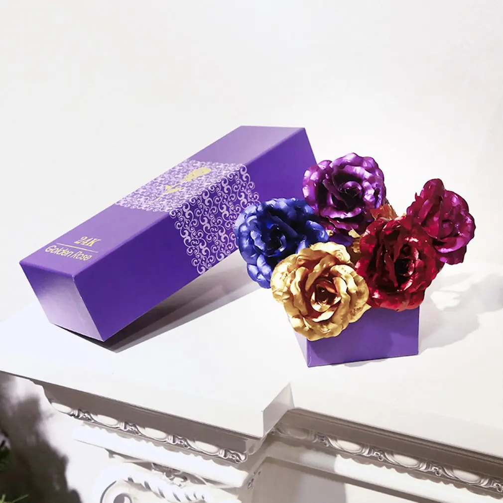 Горячая 24K фольга позолоченная Роза свадебное украшение цветок подарок на день