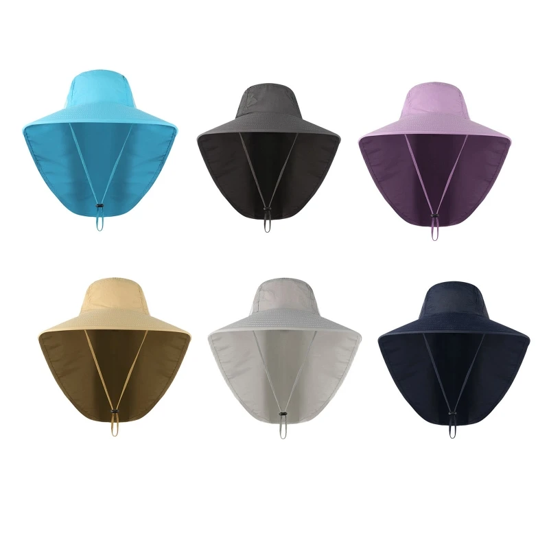 

Men Sun Protection Wide Brim Sun Hat with Neck Rope UV Protection Hat Wide Brim Mesh Hole Cool Round Cap For Fishing Hiking