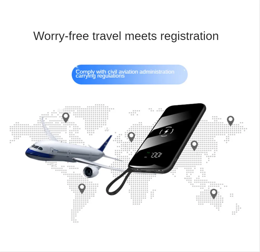 

Wireless charging treasure, mirror display fast charging treasure 10000 ma ultra-thin mobile power supply, applicable iPhone