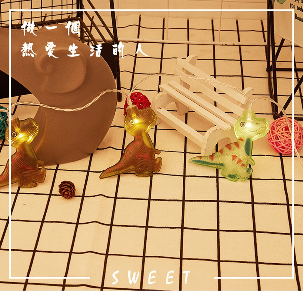 

LED Garland Dianosour Decoration Light String Lights Battery Fairy Valentine Thanks Giving Decorations for Children Room Decorat