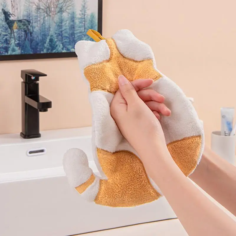 

1Pcs Cute Cartoon Thicken Hand Towel Duckling Clean Absorbent Cloth Coral Velvet Hanging Cloth Kitchen Accessories