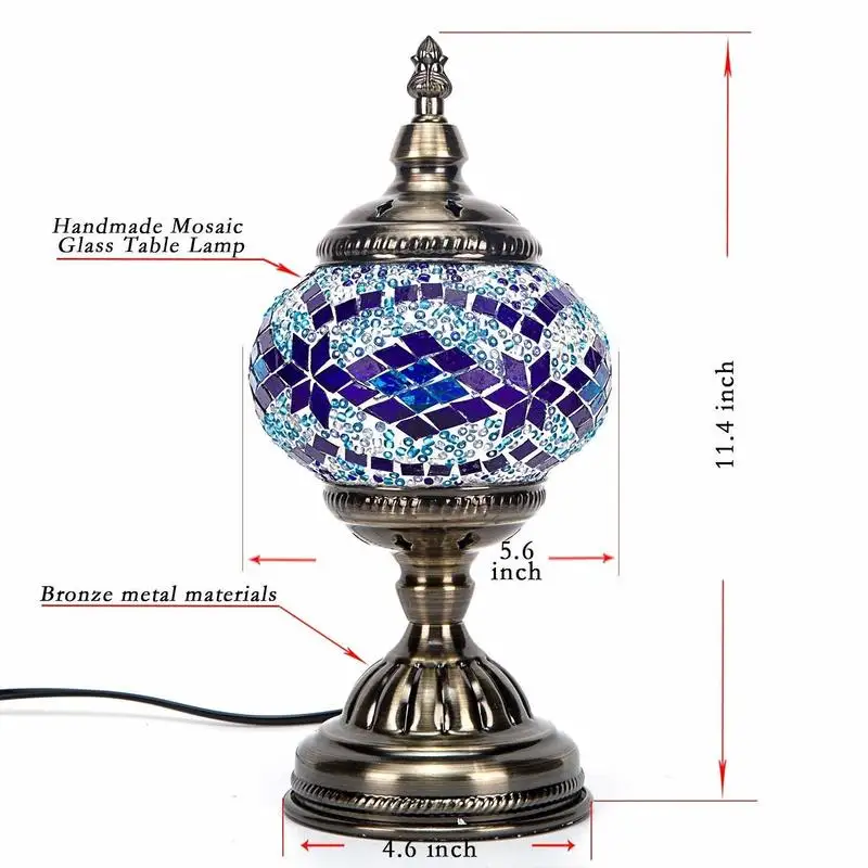Andmade Турецкая мозаичная Настольная лампа с алмазной мозаики Фонари Бронзовый