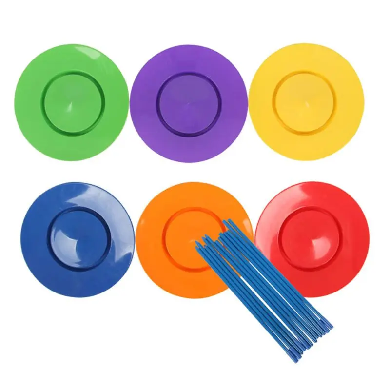 

6 компл. Жонглирование вращающиеся тарелки палочки поворотный стол акробатические производительность принадлежности для детей и взрослых