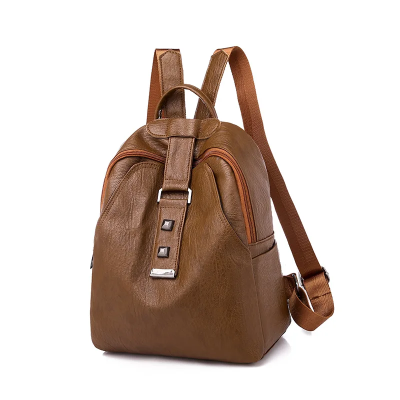 

2019 New Bag Women's Multi-functional Student Bags PU Leather Soft Solid Color Fashion Casual Women's Bags