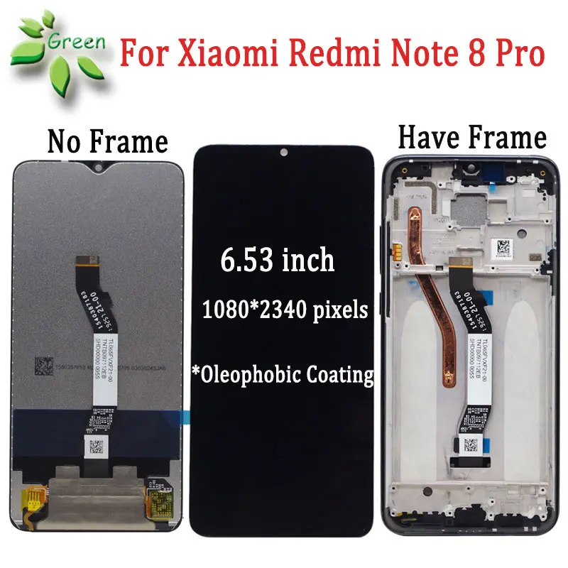 100% протестированный 6 53 дюймов для Xiaomi Redmi Note 8 Pro ЖК дисплей с рамкой дигитайзер