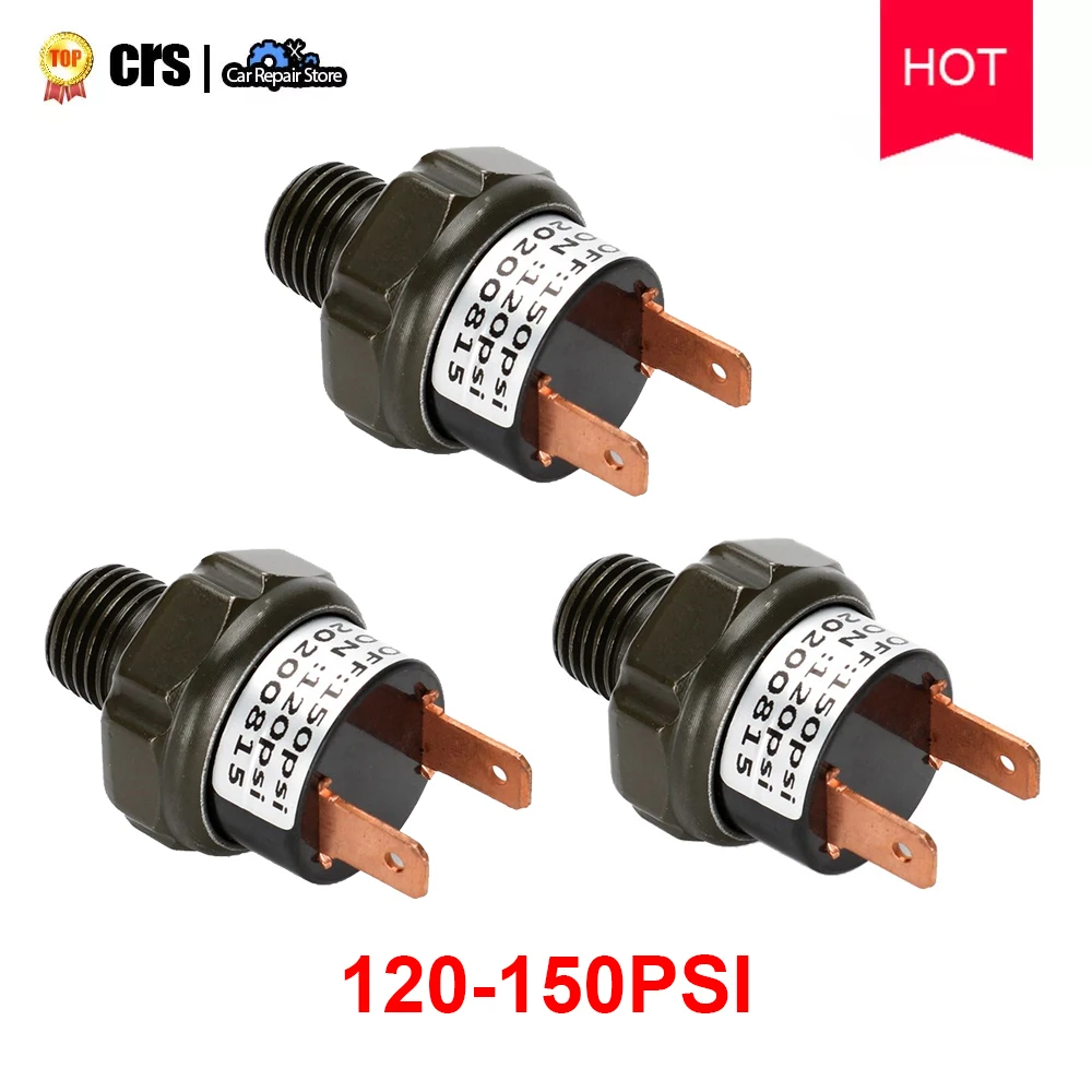 

3PCS 120-150PSI Air Compressor Pressure Control Switch Valve NPT 1/4 Kit For Train Horn Air Horns Pressure Switch Valve