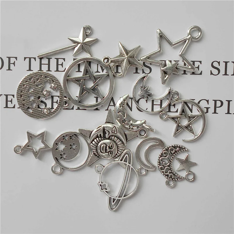 Julie Wang 15 шт. сплав искусственное солнце смешанный античный серебряный цвет