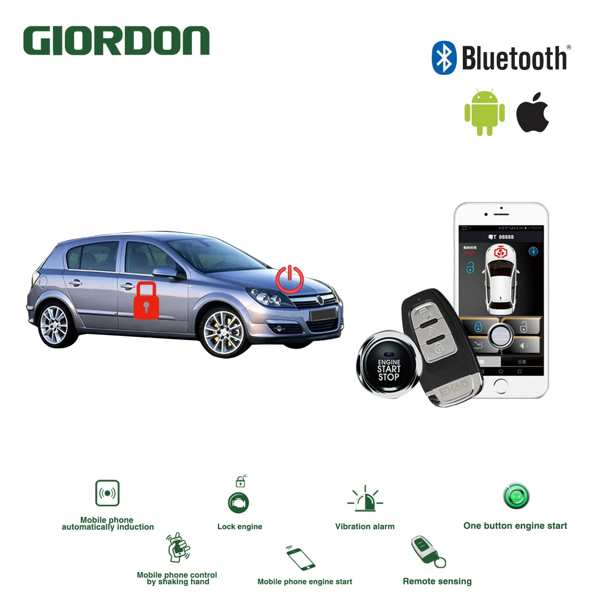 Универсальный БЕСКЛЮЧЕВОЙ вход PKE комфортная система ios Android APP телефон