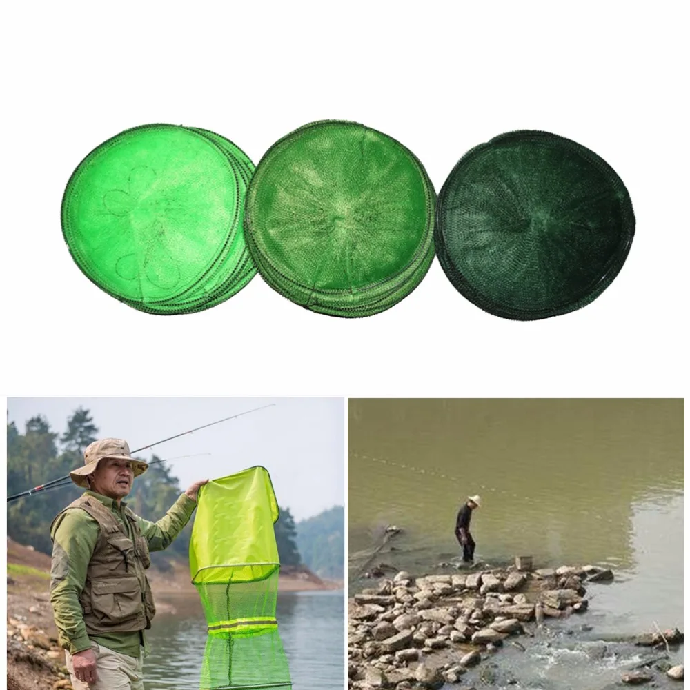 

Fishing Landing Tackle Folding Round Metal Frame Nylon Mesh Crab Crawdad Shrimp Minnow Bait Trap Cast Fish Net