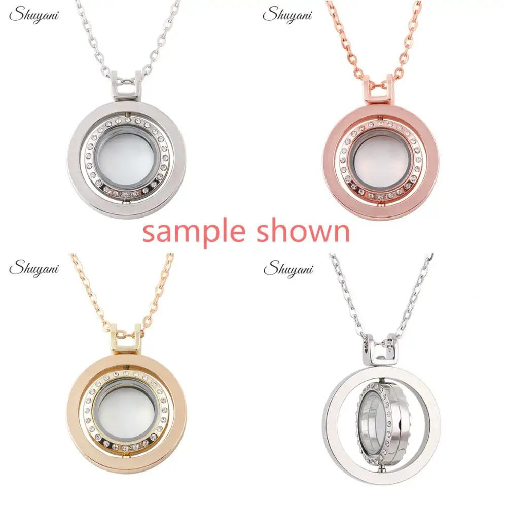 

5Pcs Vintage Rhinestone Round Floating Photo Memory Living Locket Pendant For Necklaces Women Gift Jewelry Making