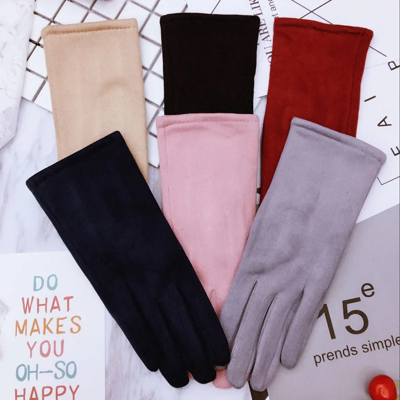 

Женские зимние утепленные бархатные кашемировые утепленные замшевые перчатки для женщин простые элегантные однотонные мягкие варежки для...