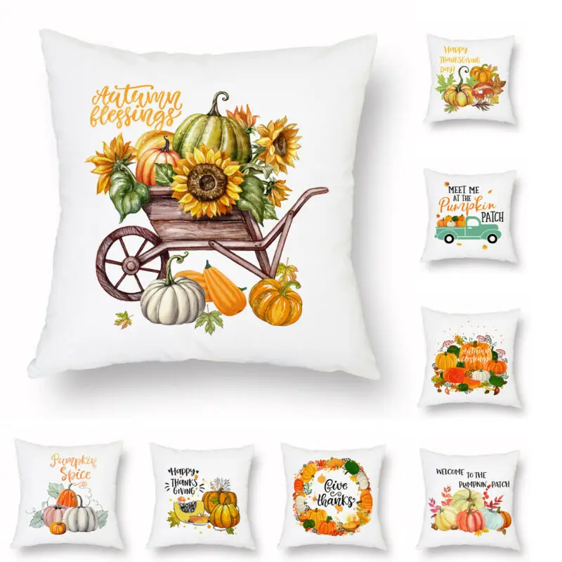 Осенняя абстрактная Ретро подушка для дивана с тыквами наволочки из хлопка и