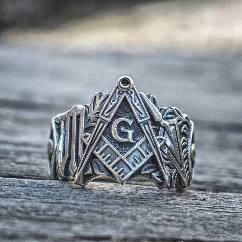 

Men's personality punk style freemason ring ring freemason symbol ring knight temple ring gothic punk ring wholesale
