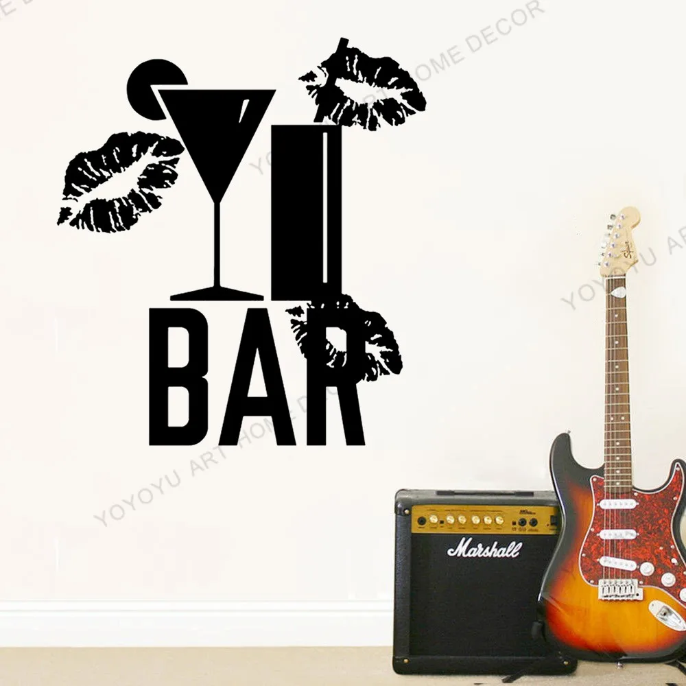 

Cocktail Bar Wall Decal Night Club Alcohol Waterproof Sexy Music Vinyl Wall Stickers Home Decoration Accessories Removable rb585