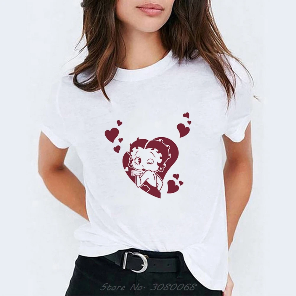 Betty Boop футболка женская летняя Эстетическая женская одежда футболка с Микки Маусом Женская Модная стильная женская футболка
