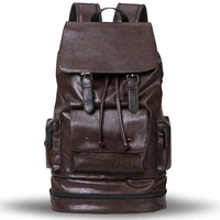 new preppy style men backpack high capacity backpack fashion pu leather casual travel schoolbag pu leather back bag