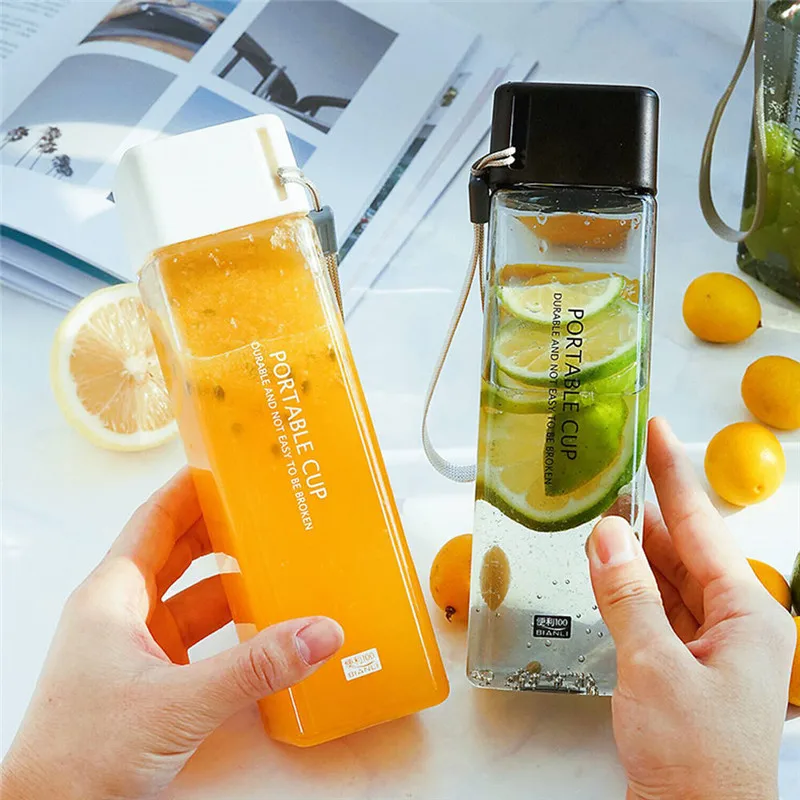 Милые квадратные пластиковые бутылки для воды прозрачный без бисфенола а