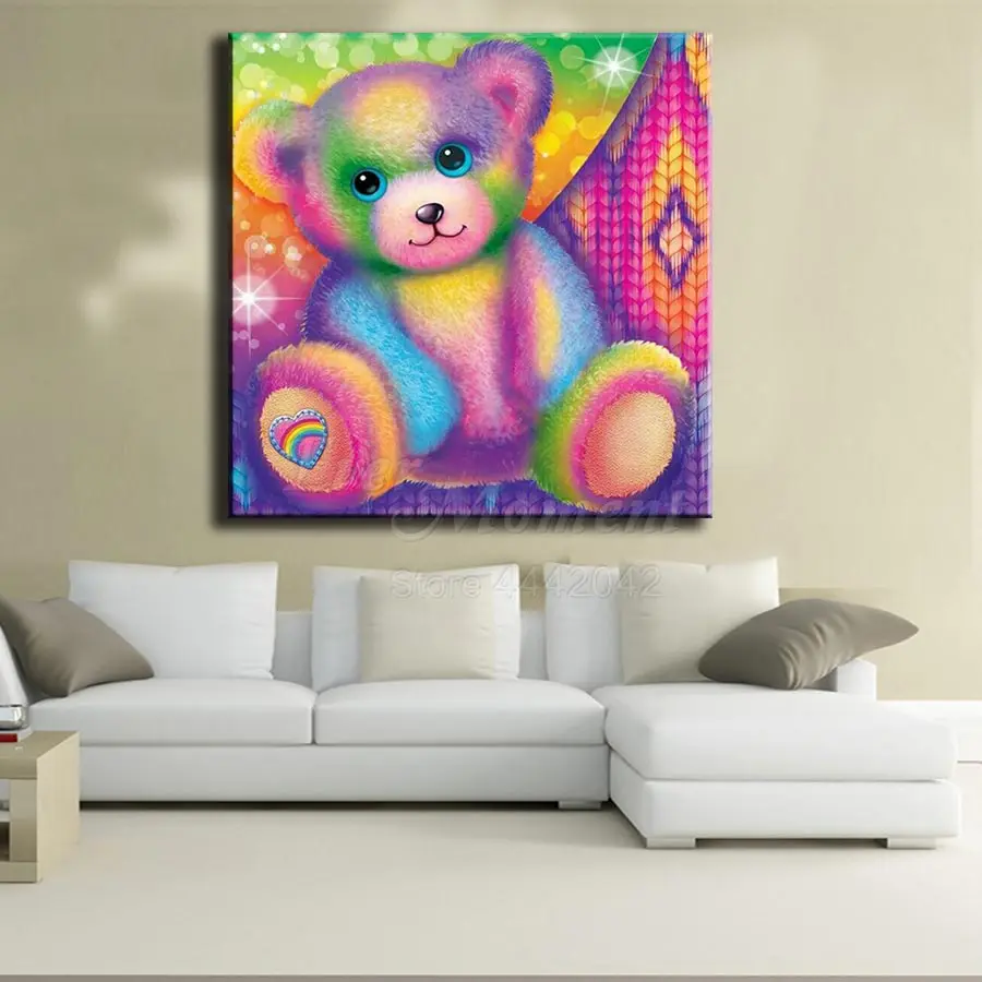 Алмазная живопись Эвер момент ручной работы красочный медведь полная выкладка