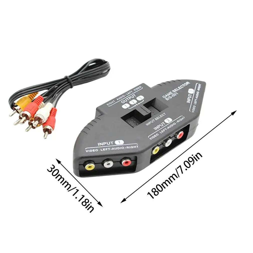 3 Двухстороннее Аудио Видео AV разветвитель-кабель черный переключатель Box