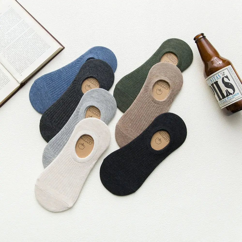 Нескользящие повседневные носки тонкие однотонные мужские хлопковые
