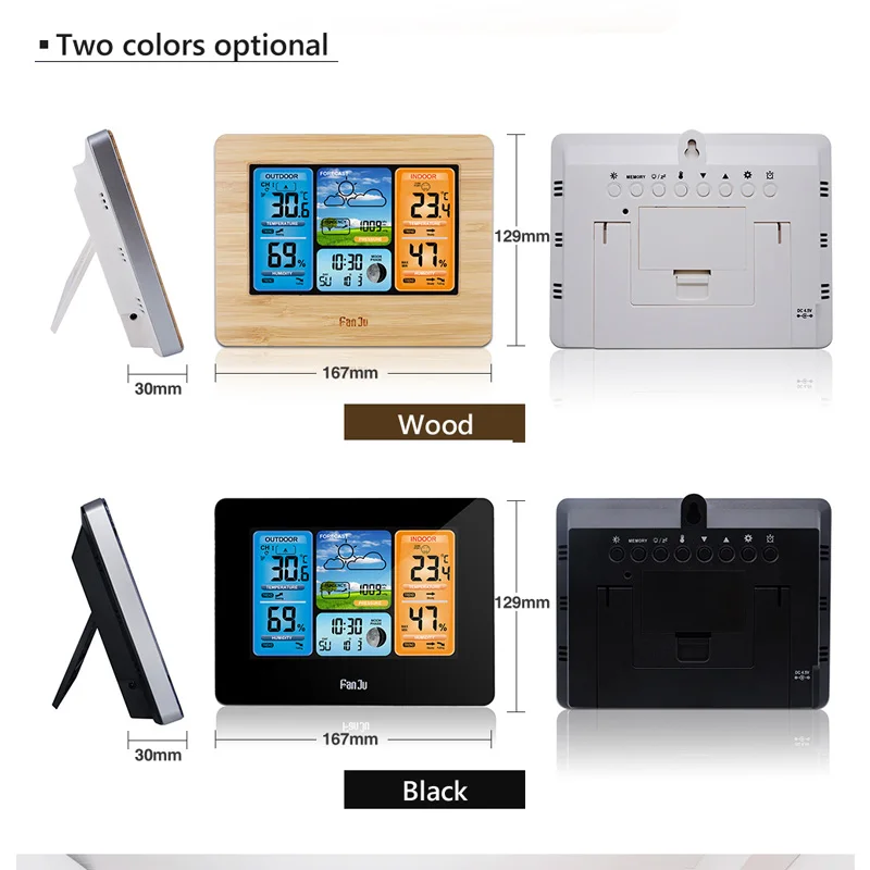 Черные настенные часы с датчиком температуры и влажности электронный будильник