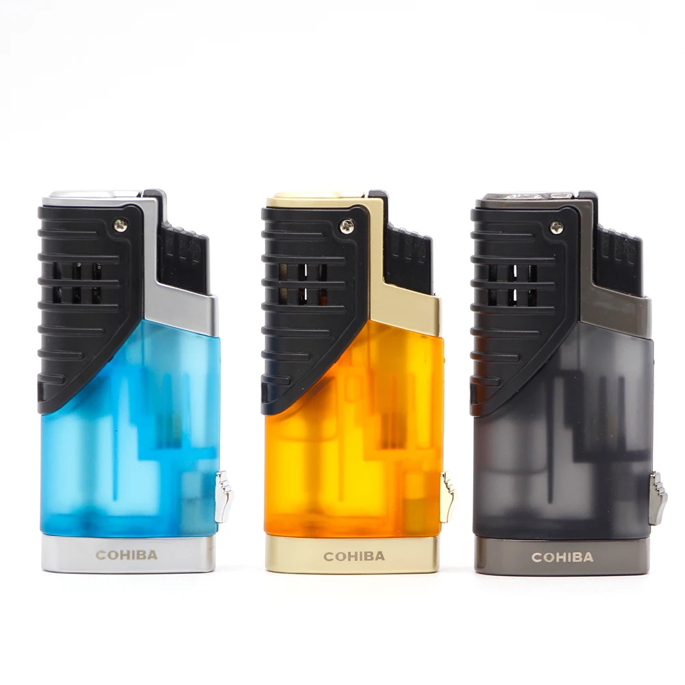 COHIBA 3 фонарь прикуриватель для сигар легче чем газ Бутан с синим пламенем