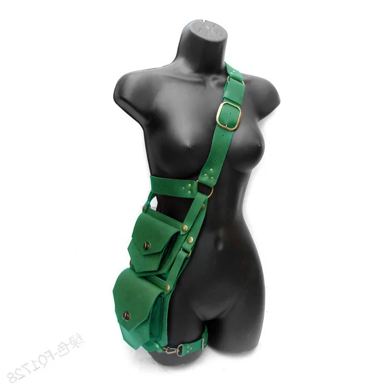 Сумка-Кобура женская кожаная винтажная с карманами в готическом стиле ручной