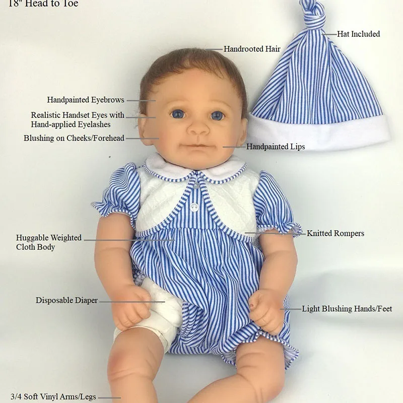Avani кукла 'Aaron' 45 см реалистичные детские куклы реалистичные Reborn Baby куклы реалистичные новорожденных Для маленьких мальчиков куклы