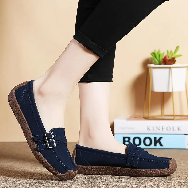 

Sneakers women shoes 2019 new fashion breathable genuine leather slip-on mother casual shoes woman solid flats women sneakers