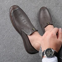 new summer casual slip on shoes genuine leather men sneakers fashion jogging outdoor walking footwear flats 2021