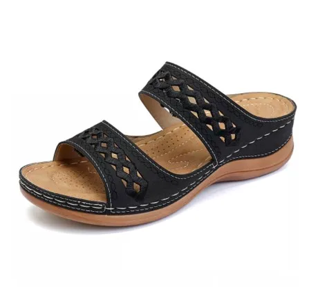 NEW black 1 Puimentiua Летние женские сандалии 5 цветов шить сандалии женская повседневная обувь с открытым носком на платформе на танкетке шлепанцы пляжная обувь - Цвет: NEW black 1