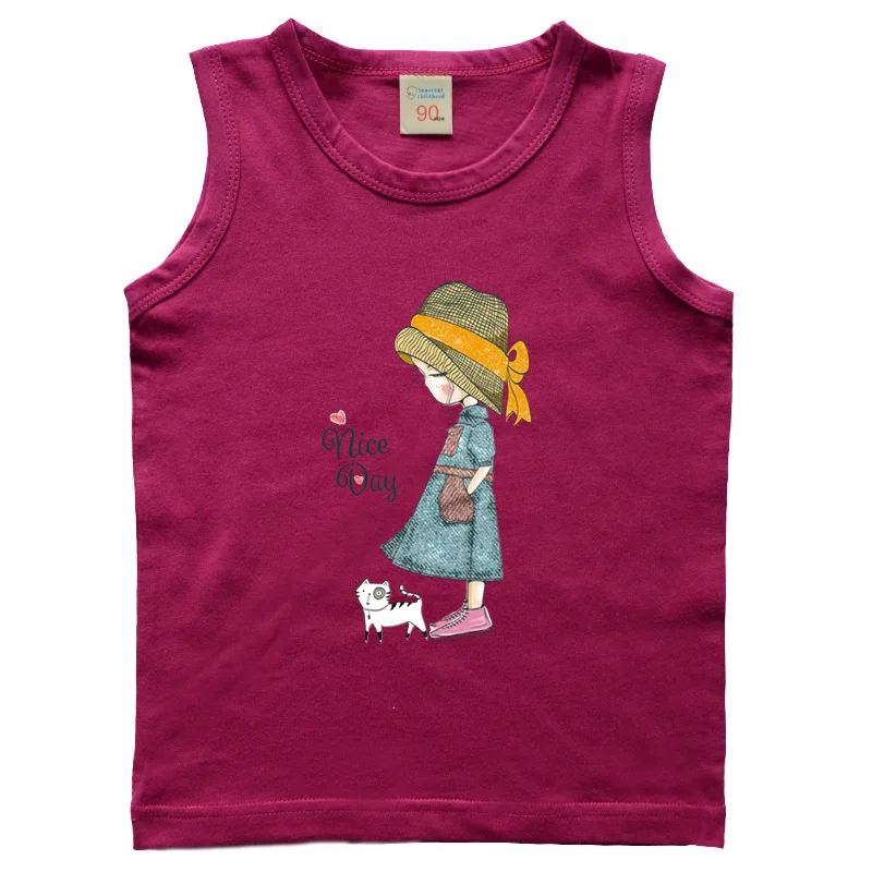 Summer Cartoon Harajuku Princess Print Baby Girls sleeveless T Shirt Funny Casual Clothes multiple colour Children Tshirt Tops | Детская
